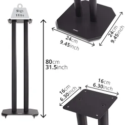Duronic SPS1022-60 Pieds enceintes 60 cm lestables avec du sable Cônes anti vibrations Set de 2 pour hifi stéréo home cinema