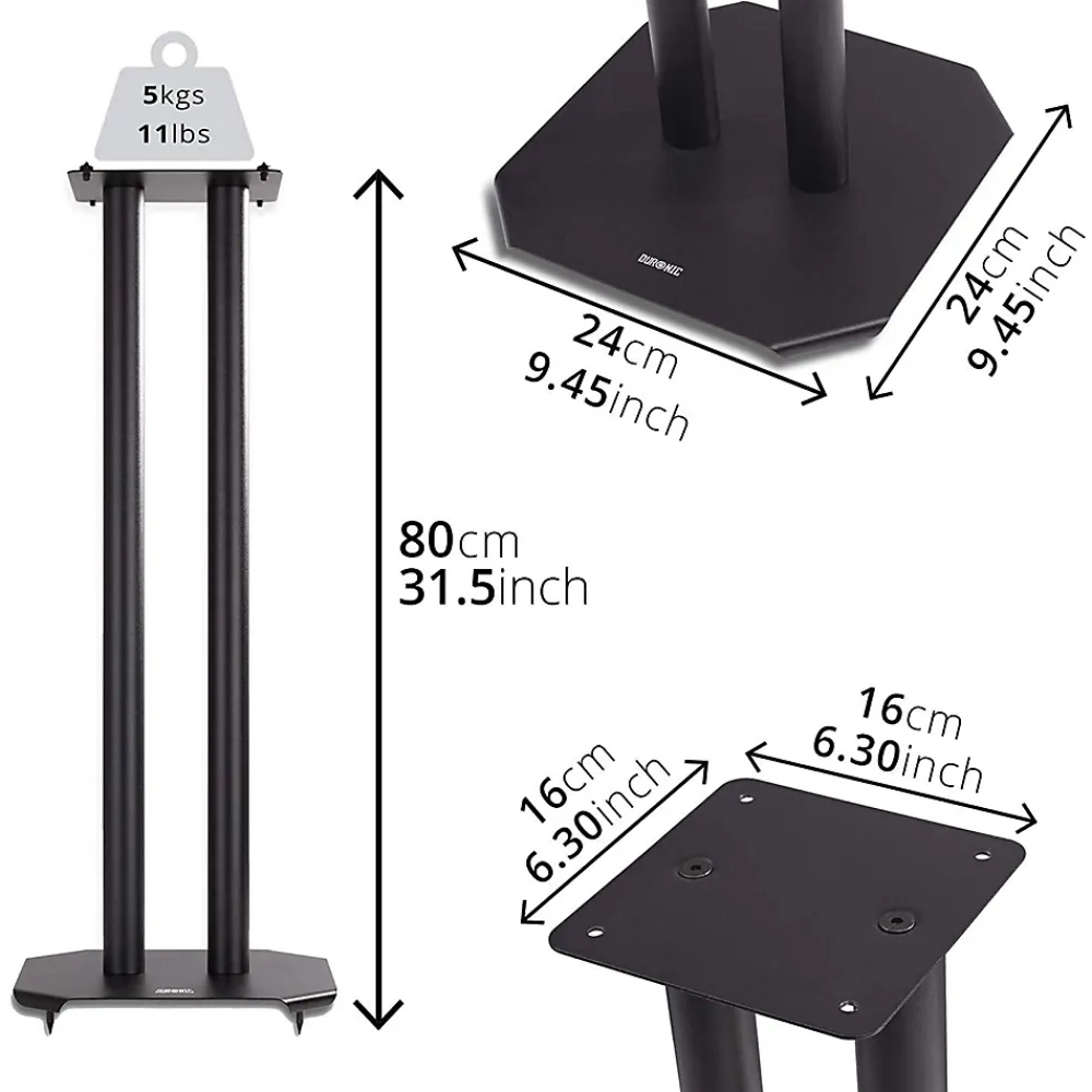 Duronic SPS1022-60 Pieds enceintes 60 cm lestables avec du sable Cônes anti vibrations Set de 2 pour hifi stéréo home cinema