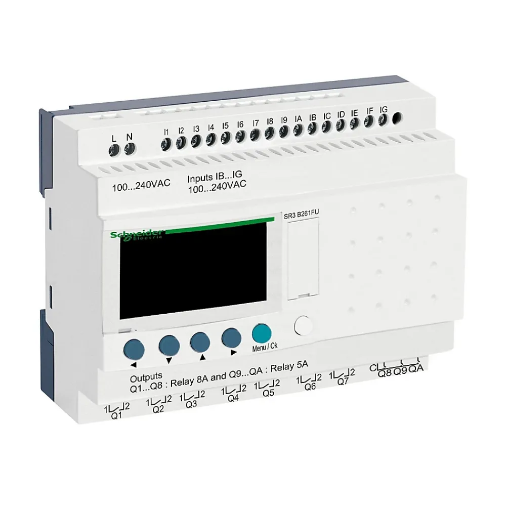 Schneider Electric Sr3b261fu Schneider - Automate Zelio Logic - Relais Intelligent 26 E/s Extensibles - 100 à 240vca - Horloge + Afficheur