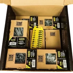 Norail STARBLOCK Coffret de vis Pack Pro 2 200 vis Bois Aggloméré Tête fraisée Torx 9 tailles 1 Porte embouts mousqueton 50 mm