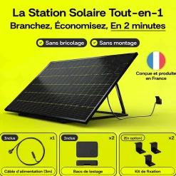 Sunology PLAY2, Kit 2 panneaux solaires complet 920W bifacial, 2 Stations solaire livrées assemblées, Installation sol ou mur