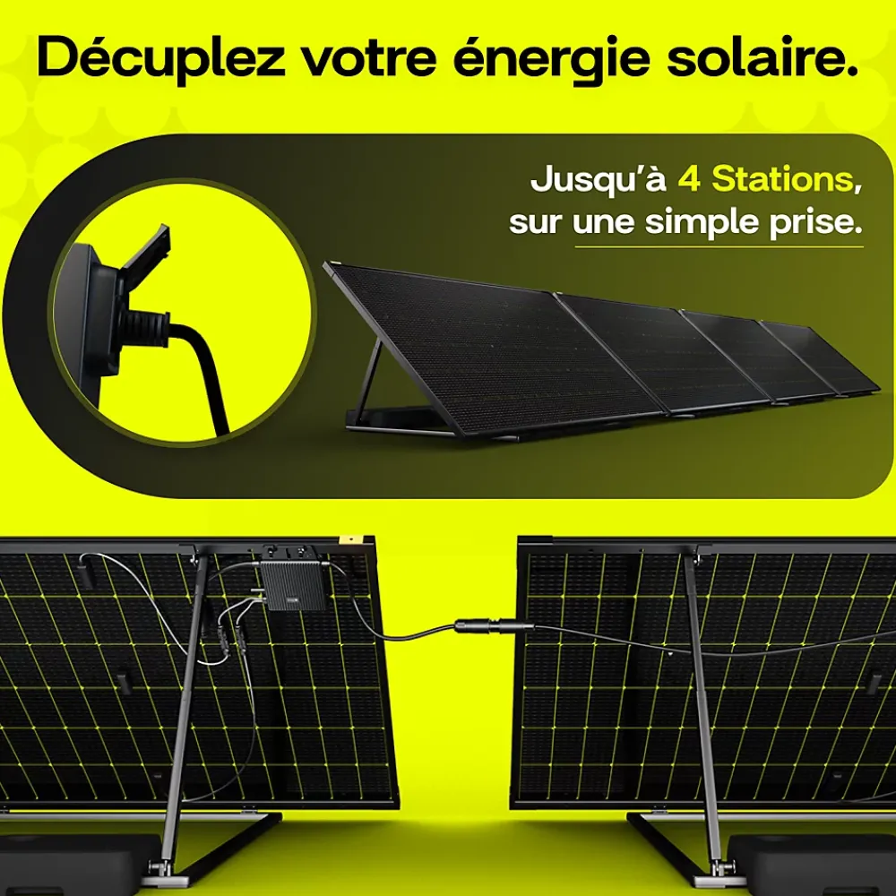 Sunology PLAY2, Kit 2 panneaux solaires complet 920W bifacial, 2 Stations solaire livrées assemblées, Installation sol ou mur