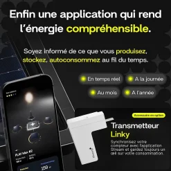 Sunology Panneau Solaire Plug And Play-PLAY Max, Panneau solaire 450W bifacial avec batterie hybride & modulaire 700Wh, Station solaire livrée assemblée