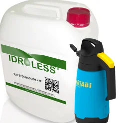 Idroless Etanchéité Du Mur Intérieur-Superconsolidant pour murs humides (5 L + pulvérisateur 2 L) - Restaure la dureté des surfaces et prévient la désagrégation