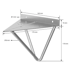 Ml-Design 2 Support d'Etagere d'angle triangle en métal gris avec vis 160mm