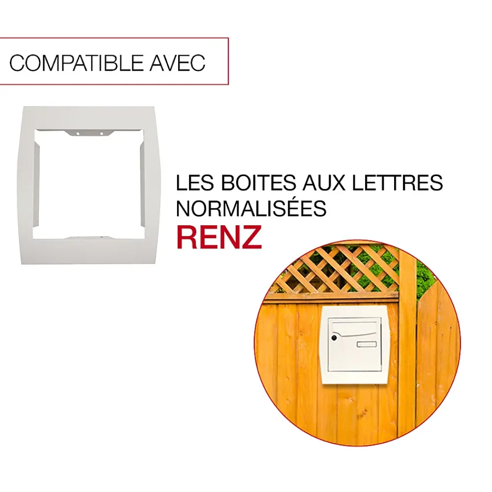 Renz Support De Boîte Aux Lettres-Support grillage rigide & palissade Blanc crème mat sablé RAL 9010MS