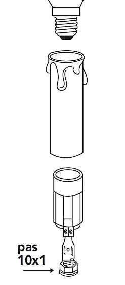 Tibelec Supports bougies E14 2A 250V 60W femelle pas 10x1 H.65mm