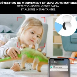 Kyf Alarme Sans Fil-Système d'alarme connecté Caméra rotative 4MP avec Sirène intégrée