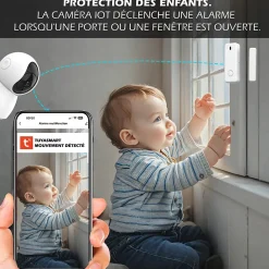 Kyf Alarme Sans Fil-Système d'alarme connecté Caméra rotative 4MP avec Sirène intégrée