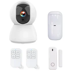Kyf Alarme Sans Fil-Système d'alarme connecté Caméra rotative 4MP avec Sirène intégrée