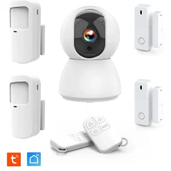 Kyf Alarme Sans Fil-Système d'alarme étendu connecté Caméra rotative 4MP avec Sirène intégrée