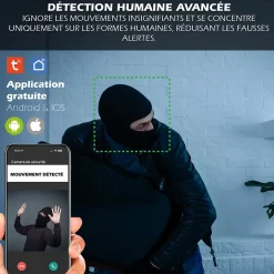 Kyf Alarme Sans Fil-Système d'alarme étendu connecté Caméra rotative 4MP avec Sirène intégrée