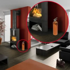 Extincteur Et Couverture Anti-Feu-Système d’extinction d'incendie ABC 1 kg Lifebox avec manomètre cuivre