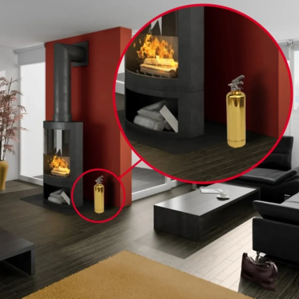 ABC Système d’extinction d'incendie 1 kg Lifebox avec manomètre or