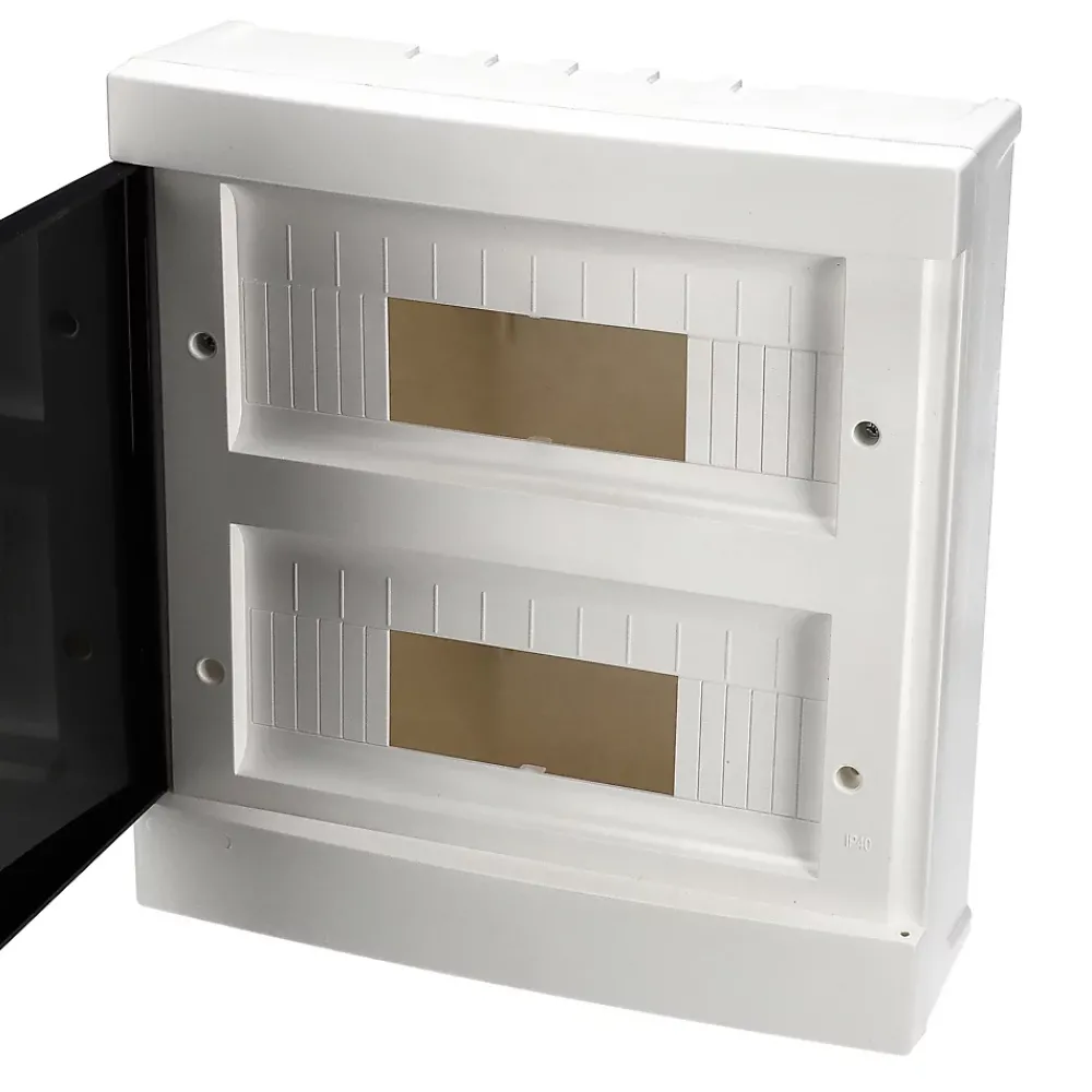Edo Tableau électrique apparent 24 modules 2x12 blanc fumé IP44 avec rail DIN 777848