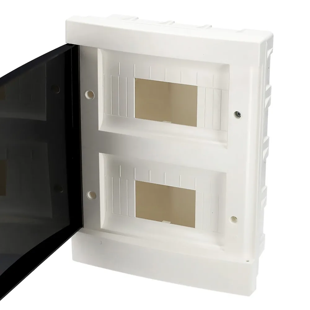 Edo Tableau Électrique Nu-Tableau électrique encastré 16 modules 2x8 blanc fumé IP44 avec rail DIN 777845