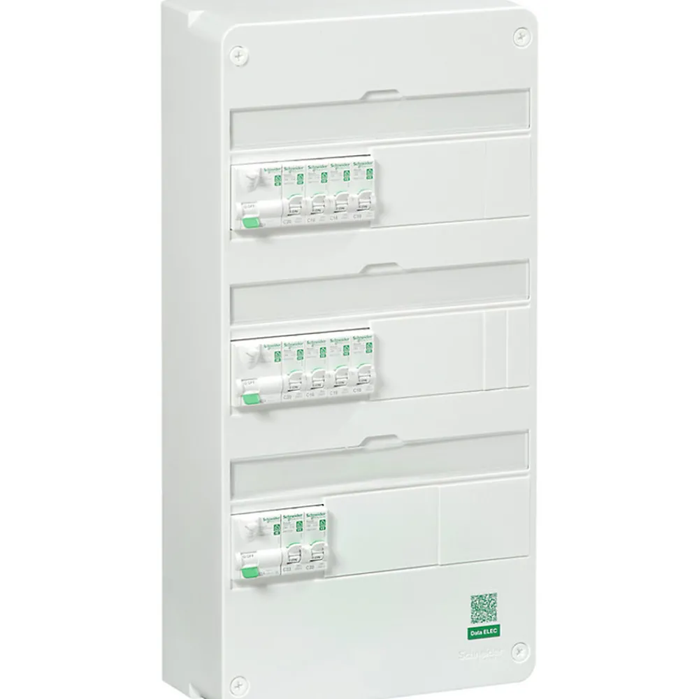 Schneider Electric Tableau électrique pré-équipé et pré-câblé T3 au T5 - 3 rangées - 39 modules Resi9 XE