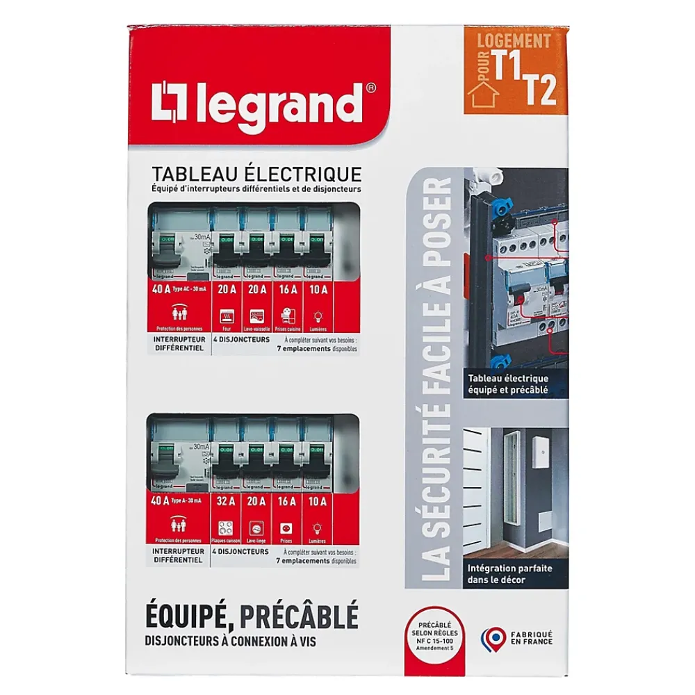 Legrand Tableau Électrique Pré-Équipé-Tableau électrique pré-équipé et pré-câblé 2 rangées - 26 modules (10 inclus)