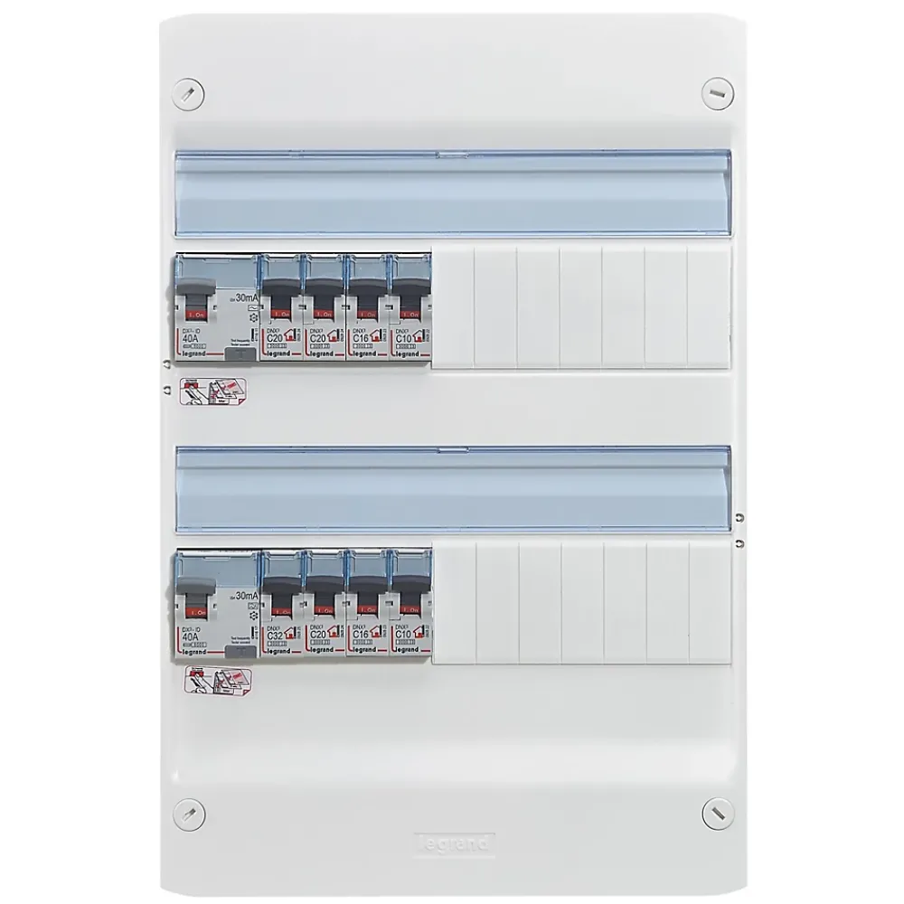 Legrand Tableau Électrique Pré-Équipé-Tableau électrique pré-équipé et pré-câblé 2 rangées - 26 modules (10 inclus)