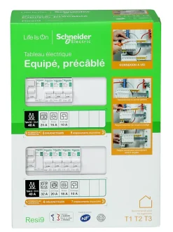 Schneider Electric Tableau électrique pré-équipé et pré-câblé T1 au T3 - 2 rangées - 26 modules (11 inclus) Resi9 XP