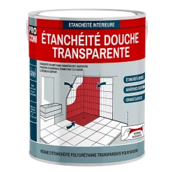 Procom Etanchéité Du Mur Intérieur-Étanchéité douche, salle de bain - Résine d'étanchéité transparente polyuréthane -2.5 litres-Transparent