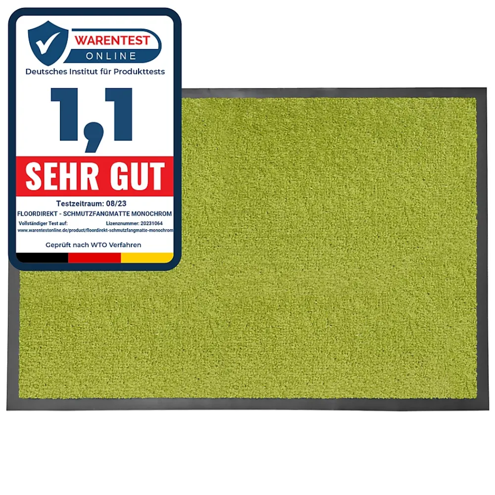Floordirekt Tapis de Porte Paillasson d'entrée Monochrom Vert citron 90 x 150 cm