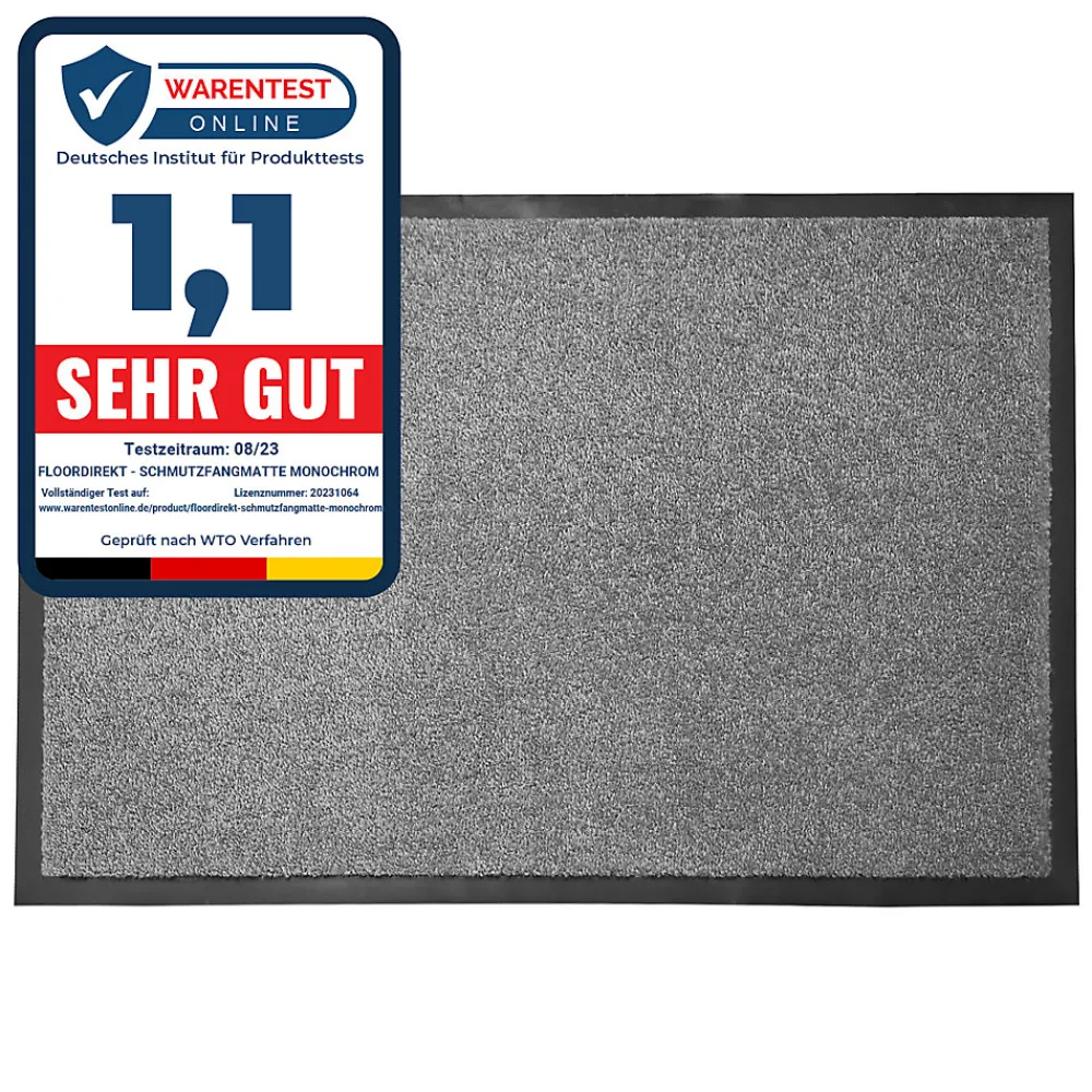 Floordirekt Tapis de Porte Paillasson d'entrée Monochrom Gris argent 40 x 60 cm