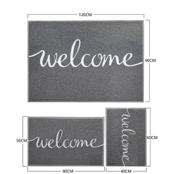 Floordirekt Patin, Feutre Et Embout-Tapis de Porte Paillasson Spaghetti, Welcome - Gris, 40 x 60 cm