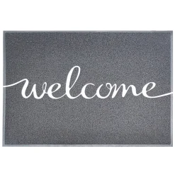 Floordirekt Patin, Feutre Et Embout-Tapis de Porte Paillasson Spaghetti, Welcome - Gris, 40 x 60 cm
