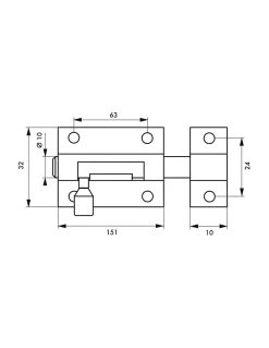 Thirard Serrure De Meuble|Serrure De Meuble-Targette, acier, pêne diamètre 10mm, 32x151mm, nickel satin -