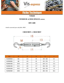 Vis Express Tendeur crochet crochet 10X125 Acier zingué - 5 pièces