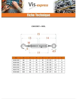 Vis Express Tendeur crochet crochet 10X125 Acier zingué - 5 pièces
