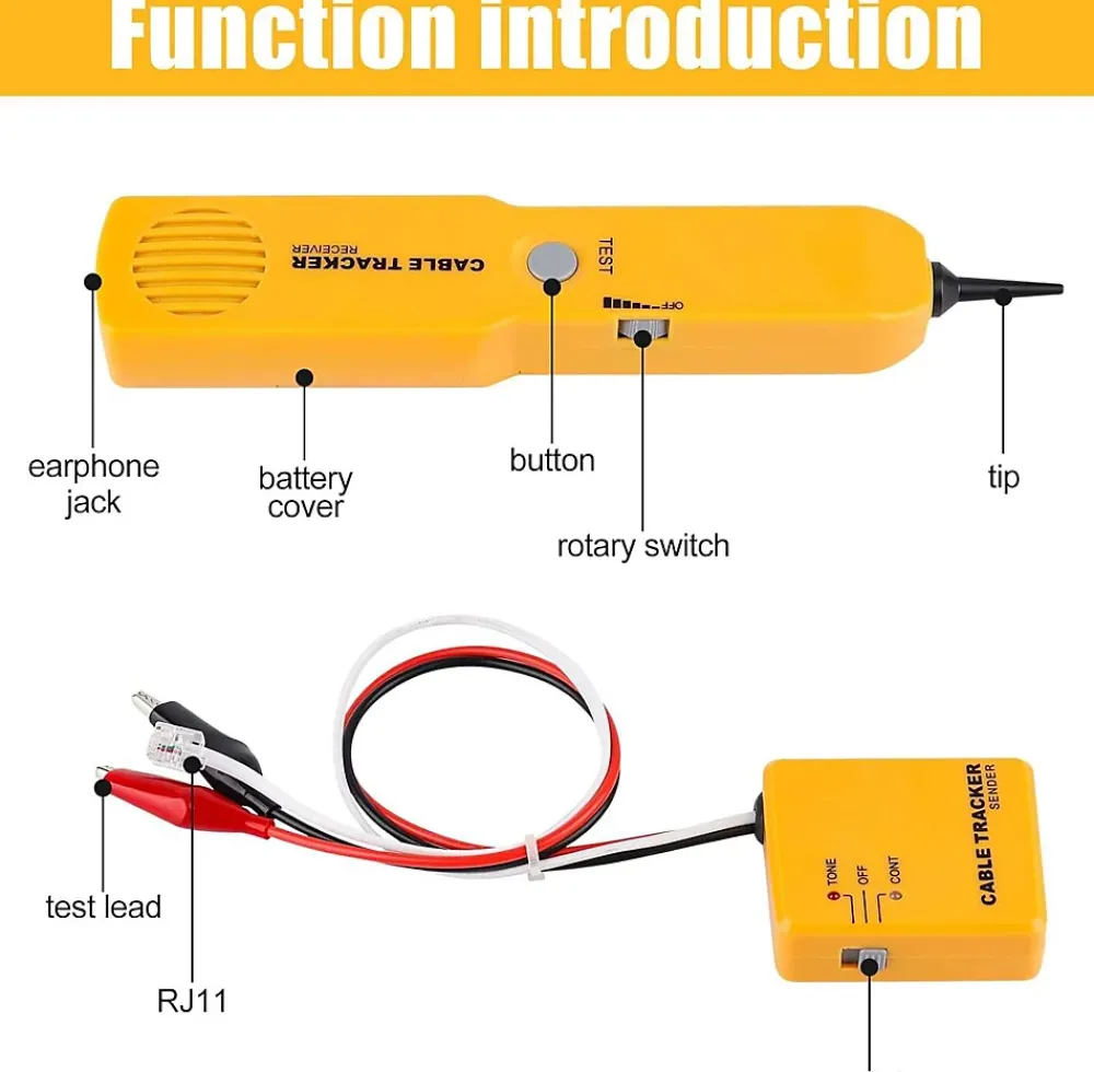 Generique Câble Et Connectique Réseau-Testeur de circuit. traceur de fils cable reseau RJ-11 generateur tonalite L.25 x L.12 x H.4 cm GBST-CT100 - GOBESTY