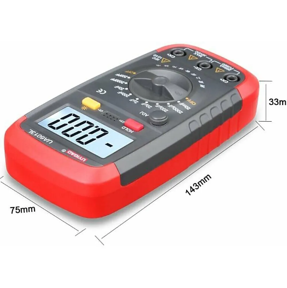 Deko Multimètre-Testeur de condensateur, multimètre numérique de capacité avec rétroéclairage LCD et boîtier de sécurité avec affichage
