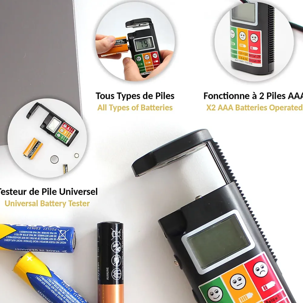 Fishtec Testeur de pile Universel Easy reading
