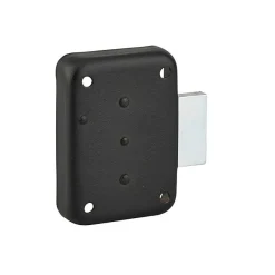 Thirard - Serrure de meuble en applique pour porte d'ameublement, droite, axe 25mm, 70x50mm, noir, 3 clés -