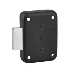 Thirard - Serrure de meuble en applique pour porte d'ameublement, gauche, axe 25mm, 70x50mm, noir, 3 clés -