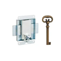 Thirard - Serrure de meuble en applique pour porte d'ameublement, axe 25mm, 50x60mm, zingué, 1 clé -