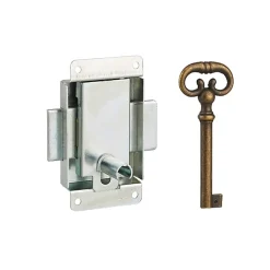 Thirard - Serrure de meuble en applique pour porte d'ameublement, axe 20mm, 40x50mm, zingué, 1 clé -