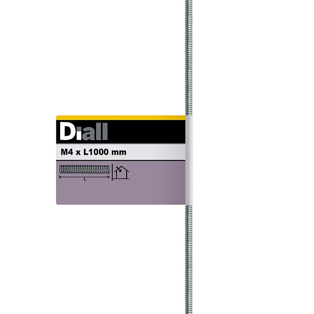 Diall Tige filetée brillante zinguée diamètre 4 mm x 1 m