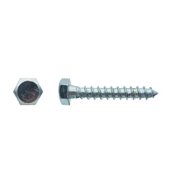 D-Work Boulon-200 Tirefonds Bois Tête Hexagonale 6 x 45 mm - DIN 571 - Zingué blanc -