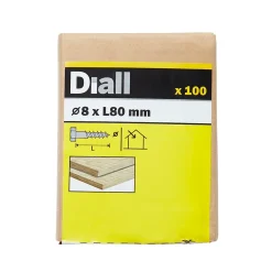 Diall Tirefonds DIN 571 zingués 8x80 mm - 100 pièces