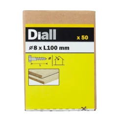 Diall Tirefond-Tirefonds DIN 571 zingués 8x100 mm - 50 pièces