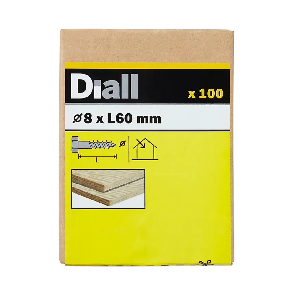 Diall Tirefond-Tirefonds DIN 571 zingués 8x60 mm - 100 pièces
