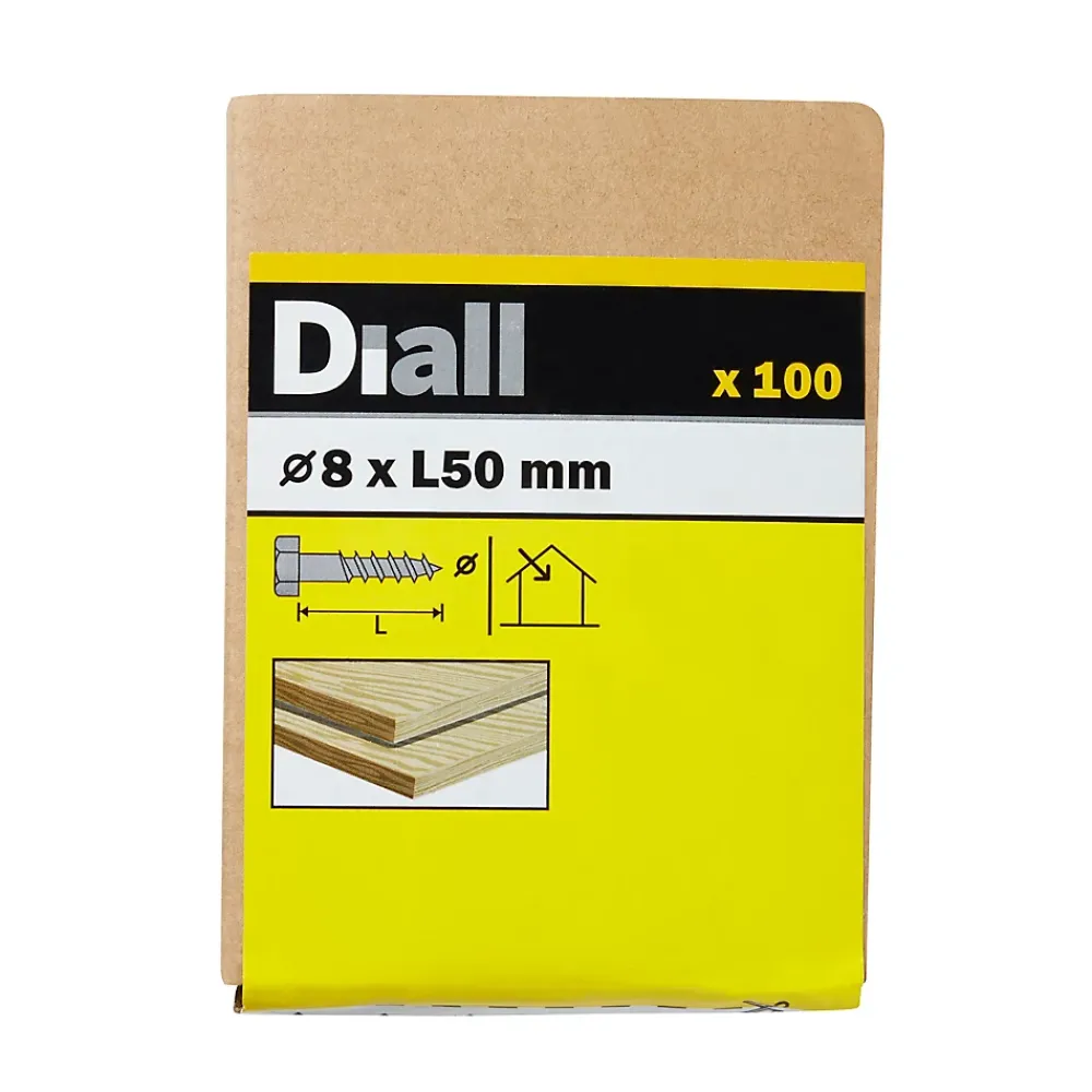 Diall Tirefonds DIN 571 zingués 8x50 mm - 100 pièces