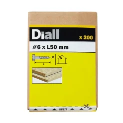 Diall Tirefond-Tirefonds DIN 571 zingués 6x60 mm - 200 pièces