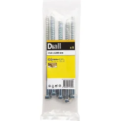 Diall Tirefonds zingués 12x200 mm - 5 pièces