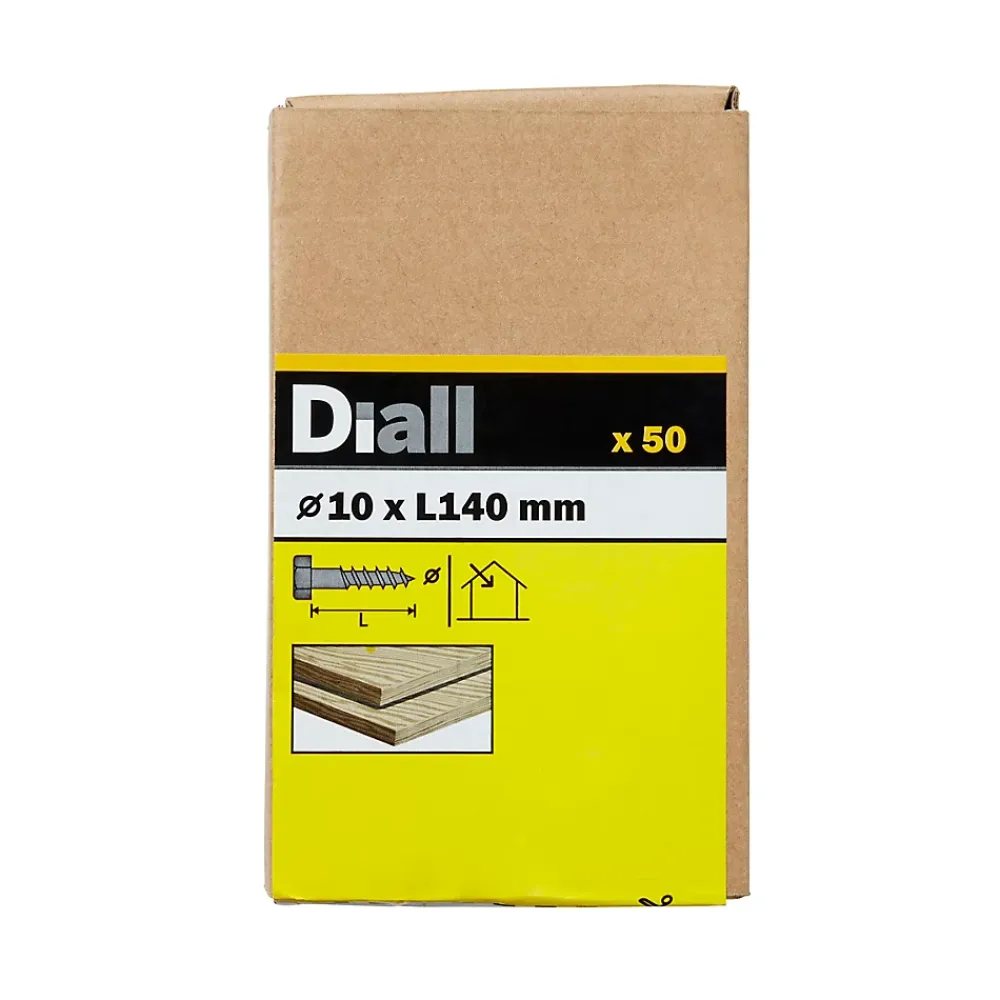 Diall Tirefonds zingués 10x140 mm - 50 pièces