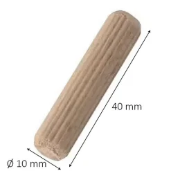 Diall Tourillon Et Lamello-15 tourillons stries Hêtre ø10 mm x l. 40 mm