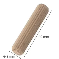 Diall 25 tourillons striés Hêtre ø8 mm x L. 40 mm